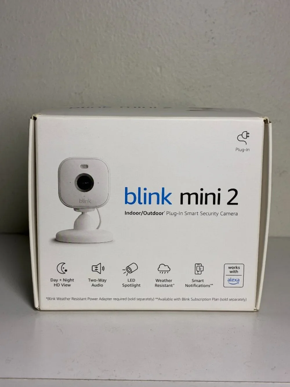 Blink Mini 2 Plug-In Smart Security Camera 1080p HD Video Color Night Vision Whi
